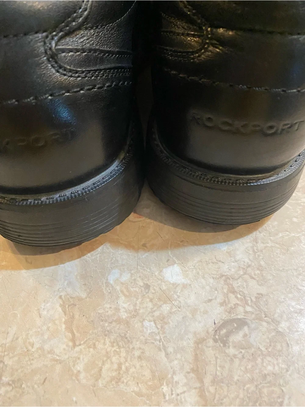 Rockport Black Leather Lace-Up Oxfords with Orange Insole Trim
